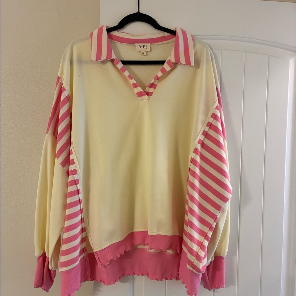 Striped Pink and cream Pullover